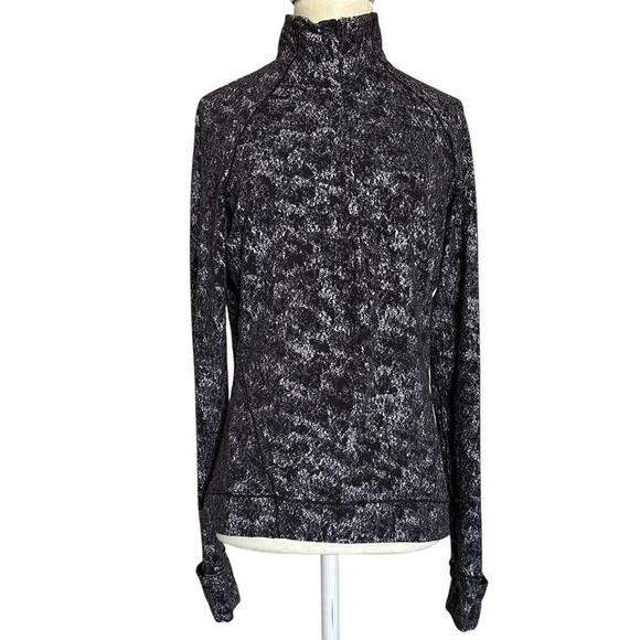 Lululemon Outrun the Elements 1/2 Zip Pullover Top Jacquard Black Size 8 - Picture 1 of 10